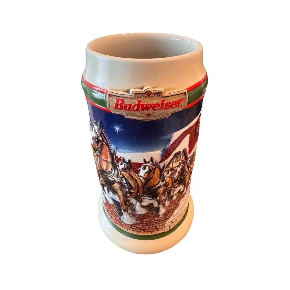 Lot of 7 Vintage Budweiser Holiday Beer Steins Mugs 80s-90s Ceramarte